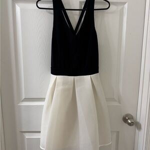 Black and White V-Neck Dress